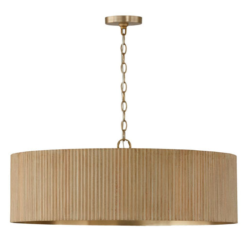 Capital 4-Light Chandelier in Matte Brass and Handcrafted Mango Wood in White Wash