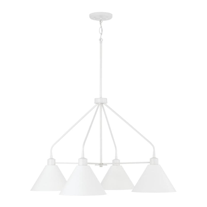 4-light Modern Metal Chandelier In White | 451341WE