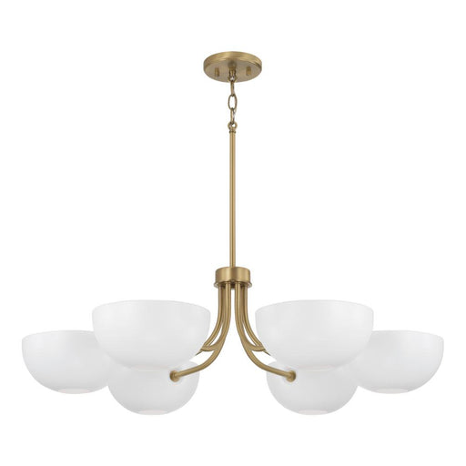6-light Chandelier In Aged Brass And White | 451461AW