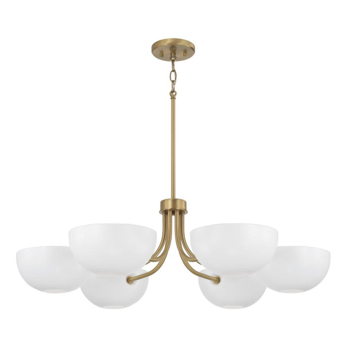 6-light Chandelier In Aged Brass And White | 451461AW