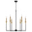 Capital 6-Light Chandelier in Black and Aged Brass with Interchangeable White or Aged Brass Candle Sleeves