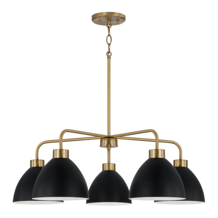 5-light Chandelier In Aged Brass And Black | 452051AB