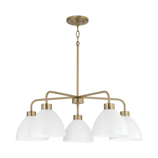 5-light Chandelier In Aged Brass And White | 452051AW