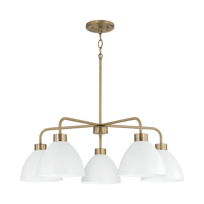 5-light Chandelier In Aged Brass And White | 452051AW