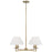 4-light Chandelier In Aged Brass With White Fabric Stay-straight Shades | 452241AD