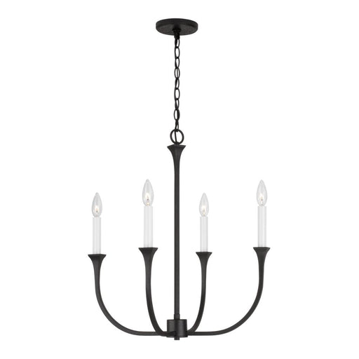 Capital 4-Light Chandelier in Black Iron with Interchangeable White or Black Iron Candle Sleeves