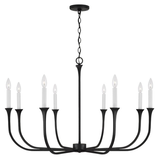 Capital 8-Light Chandelier in Black Iron with Interchangeable White or Black Iron Candle Sleeves