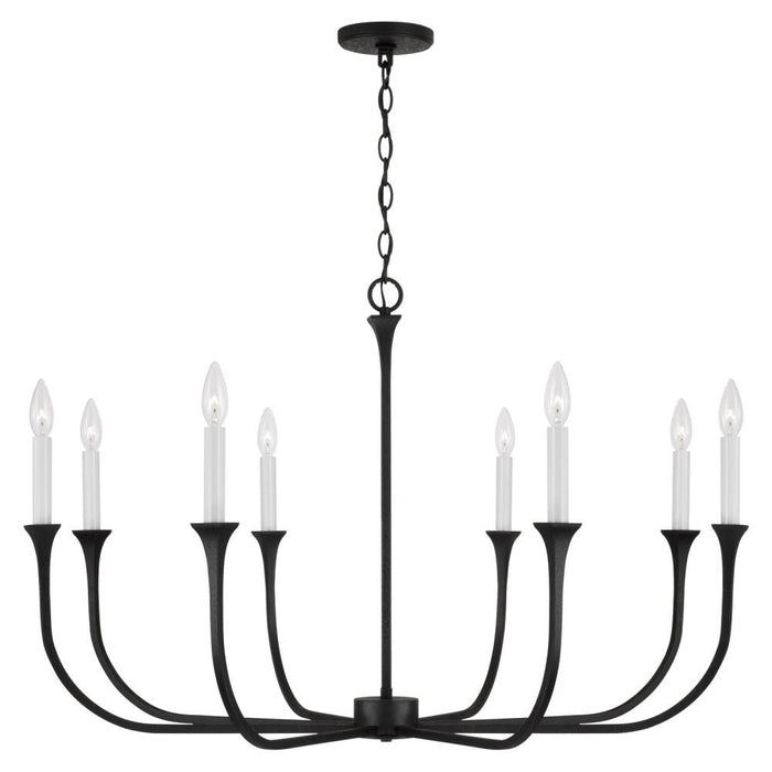 Capital 8-Light Chandelier in Black Iron with Interchangeable White or Black Iron Candle Sleeves