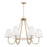 Capital 6-Light Chandelier in Matte Brass with Tapered White Fabric Shades and Glass Diffusers