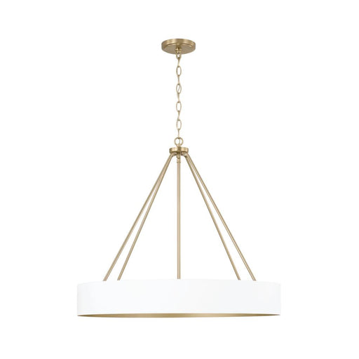 Capital 4-Light Modern Circular Metal Chandelier in Matte White with Painted Matte Brass Interior