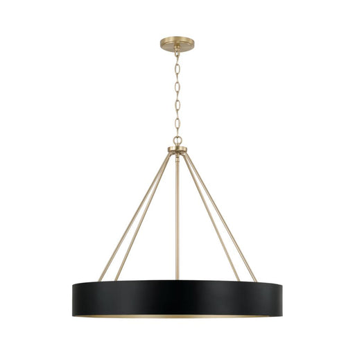 Capital 4-Light Modern Circular Metal Chandelier in Matte Black with Painted Matte Brass Interior