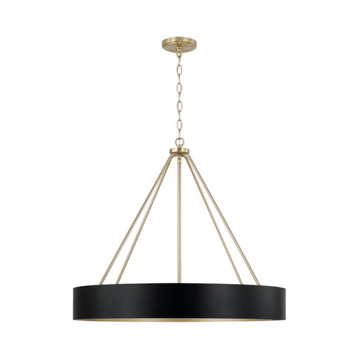 4-light Modern Circular Metal Chandelier In Matte Black With Painted Matte Brass Interior | 453041RK