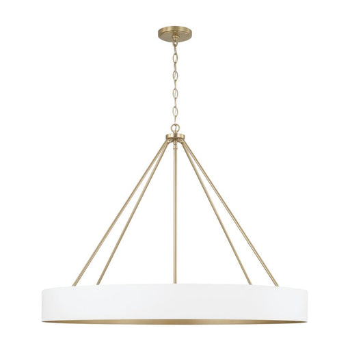 Capital 6-Light Modern Circular Metal Chandelier in Matte White with Painted Matte Brass Interior