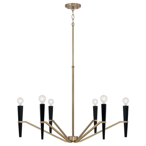 6-light Chandelier In Aged Brass And Black | 453861AB