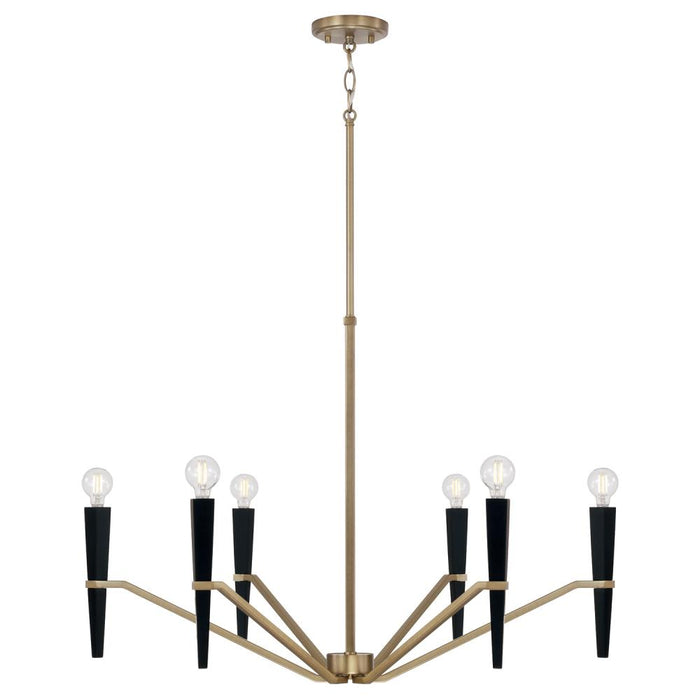 6-light Chandelier In Aged Brass And Black | 453861AB