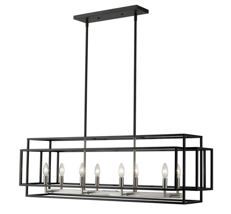 8 Light Linear Chandelier | 454-44L-BK-BN