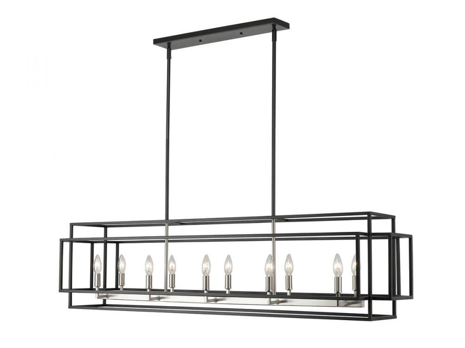 10 Light Linear Chandelier | 454-54L-BK-BN