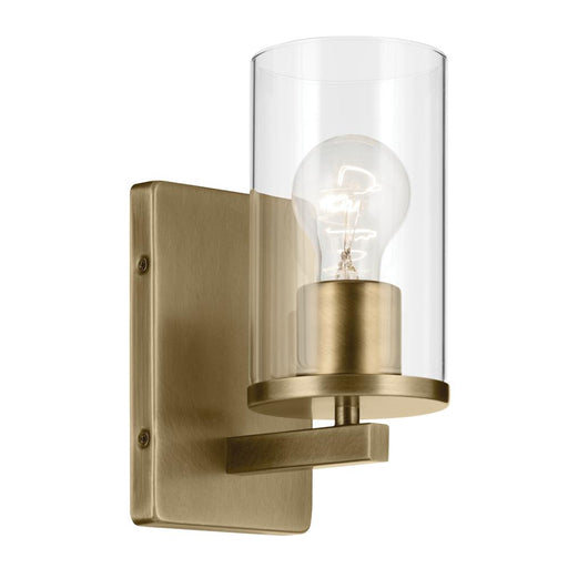 Kichler Crosby 4.5" 1-Light Wall Sconce with Clear Glass in Natural Brass