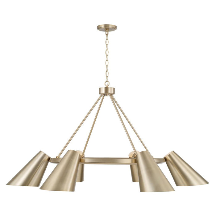6-light Modern Ring Chandelier In Matte Brass With Painted White Interior | 454961MA