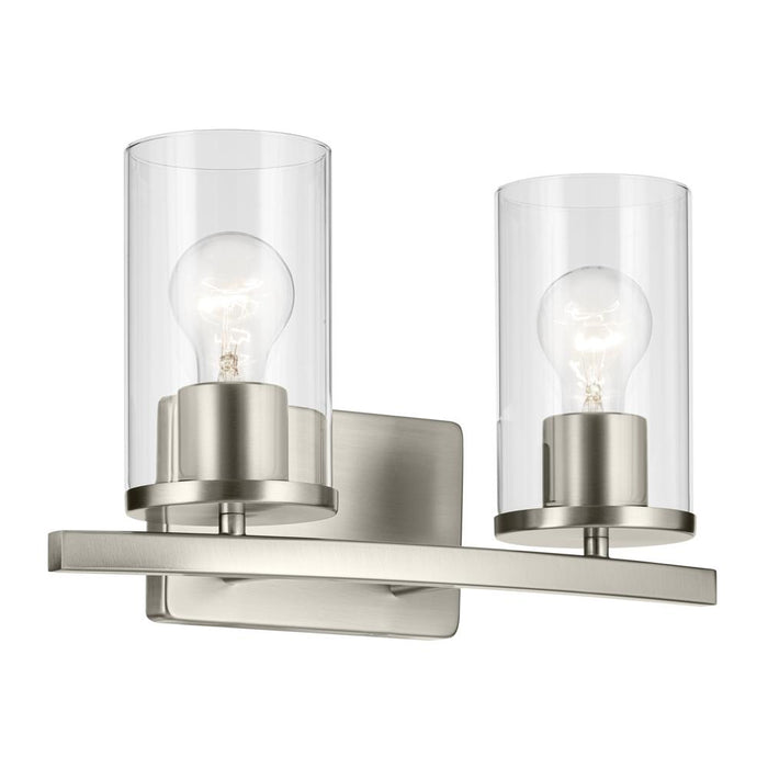 Kichler Crosby 15.25" 2-Light Vanity Light with Clear Glass in Brushed Nickel