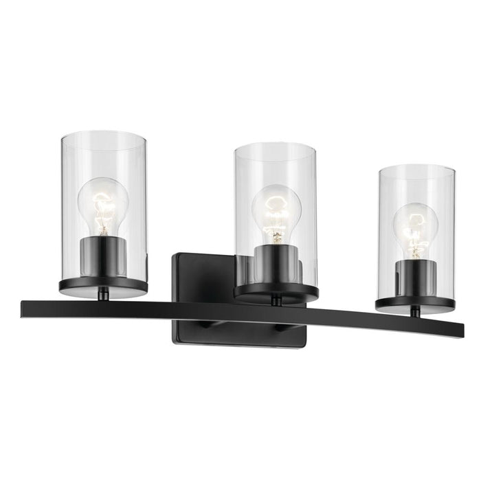 Kichler Crosby 23" 3-Light Vanity Light with Clear Glass in Black