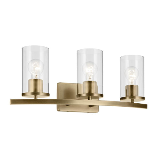 Kichler Crosby 23" 3-Light Vanity Light with Clear Glass in Natural Brass