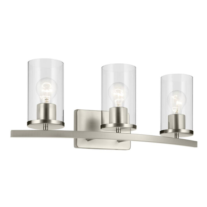 Kichler Crosby 23" 3-Light Vanity Light with Clear Glass in Brushed Nickel