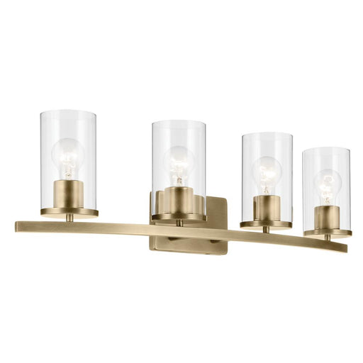 Kichler Crosby 31.25" 4-Light Vanity Light with Clear Glass in Natural Brass