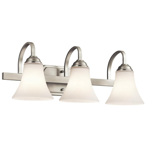 Kichler Keiran 22" 3 Light LED Vanity Light with Satin Etched White Glass in Brushed Nickel
