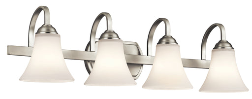 Kichler Keiran 30" 4 Light Vanity Light with Satin Etched White Glass in Brushed Nickel