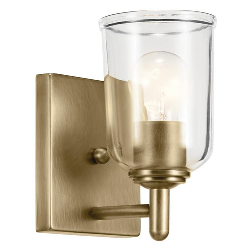 Kichler Shailene 5" 1-Light Wall Sconce with Clear Glass in Natural Brass