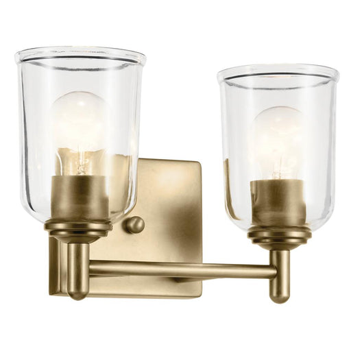 Kichler Shailene 12.5" 2-Light Vanity Light with Clear Glass in Natural Brass