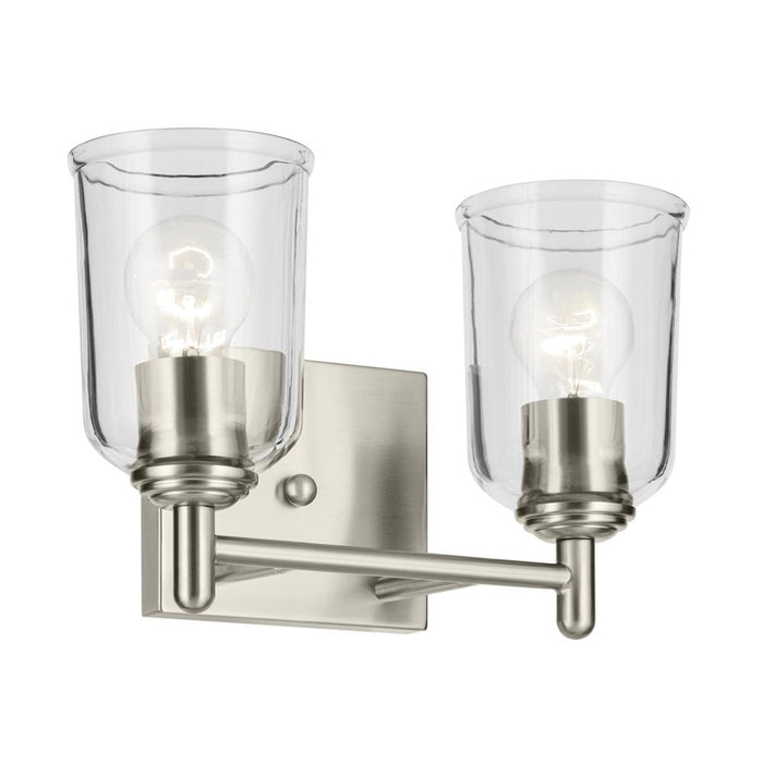 Kichler Shailene 12.5" 2-Light Vanity Light with Clear Glass in Brushed Nickel