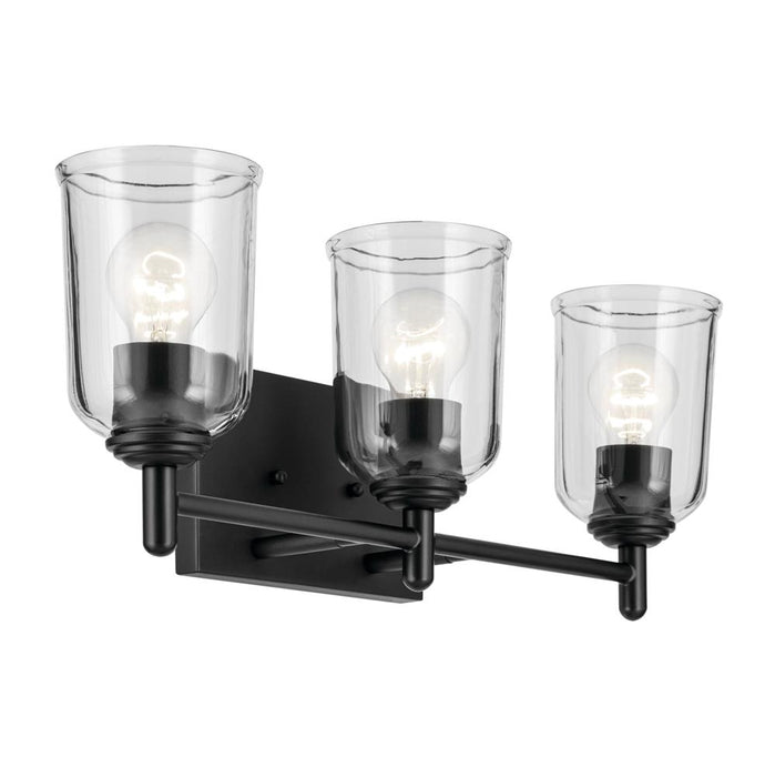 Kichler Shailene 21" 3-Light Vanity Light with Clear Glass in Black