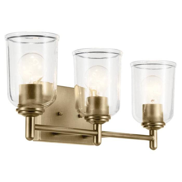 Kichler Shailene 21" 3-Light Vanity Light with Clear Glass in Natural Brass