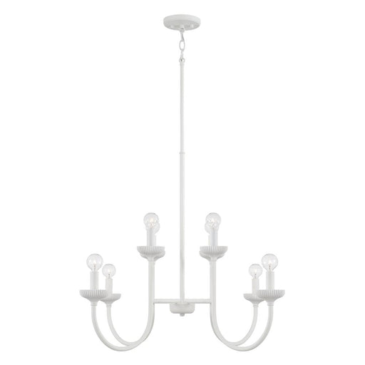 8-light Chandelier In Matte White With Handcrafted Fluted Ceramic Accents | 456181CE