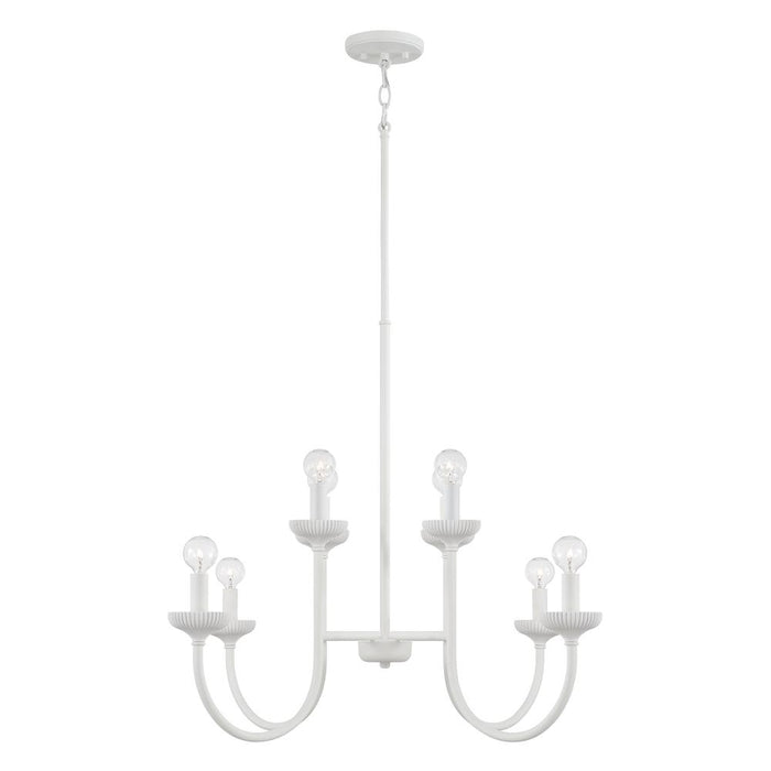 8-light Chandelier In Matte White With Handcrafted Fluted Ceramic Accents | 456181CE