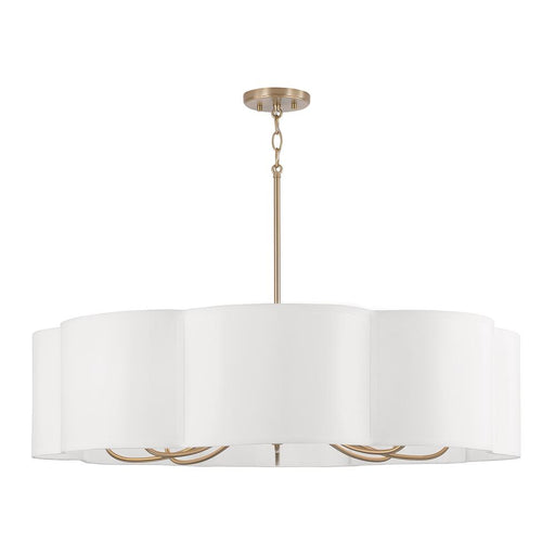 8-light Chandelier In Matte Brass With White Fabric Shade | 456481MA