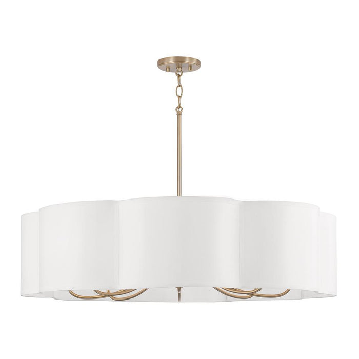 8-light Chandelier In Matte Brass With White Fabric Shade | 456481MA