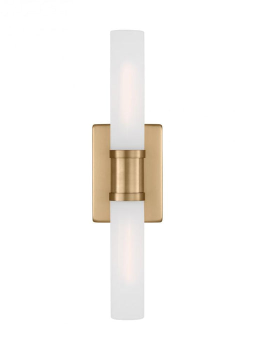 Visual Comfort & Co. Studio Collection Keaton modern industrial 2-light indoor dimmable medium bath vanity wall sconce in satin brass gold