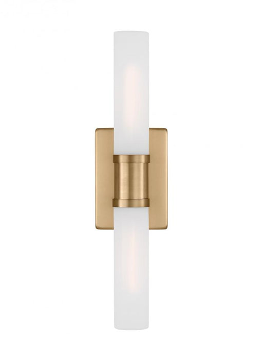 Visual Comfort & Co. Studio Collection Keaton modern industrial 2-light indoor dimmable medium bath vanity wall sconce in satin brass gold