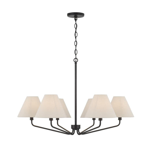 6-light Angular Chandelier In Espresso With Tapered Soft Tan Fabric Shades | 456661ES-713
