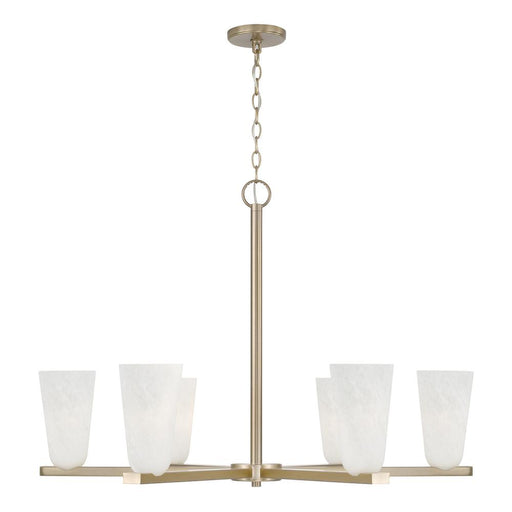 6-light Chandelier In Matte Brass With Faux Alabaster Glass | 456961MA-556