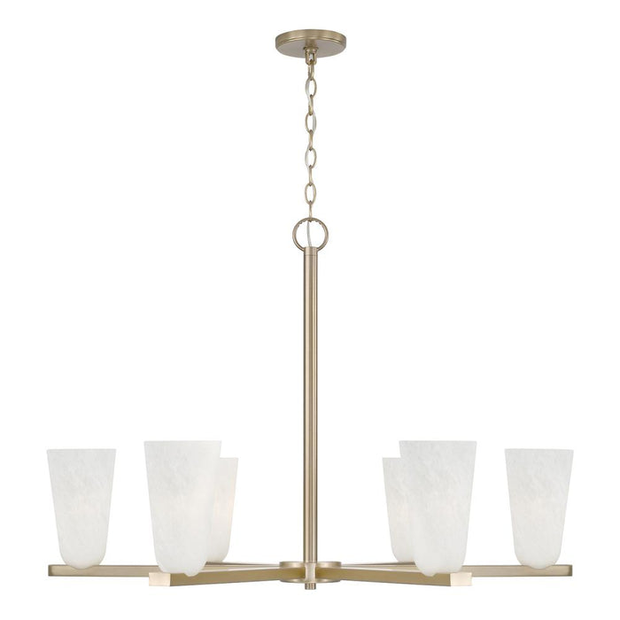 6-light Chandelier In Matte Brass With Faux Alabaster Glass | 456961MA-556