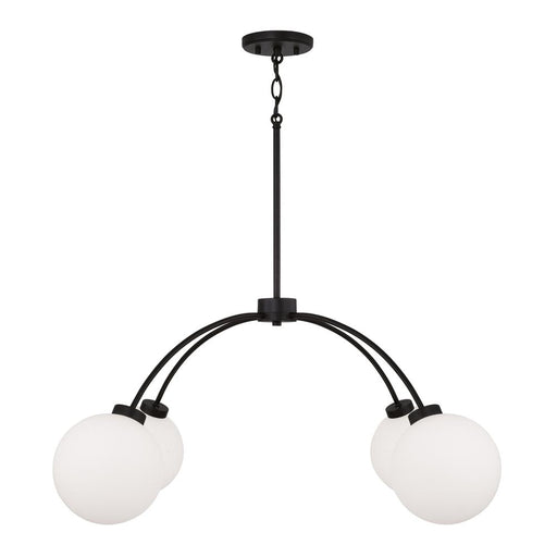 4-light Chandelier In Matte Black With Soft White Glass Globes | 457141BI-557