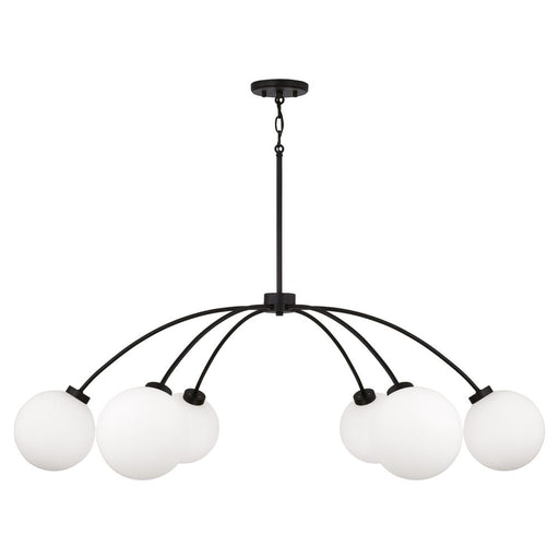 6-light Chandelier In Matte Black With Soft White Glass Globes | 457161BI-557