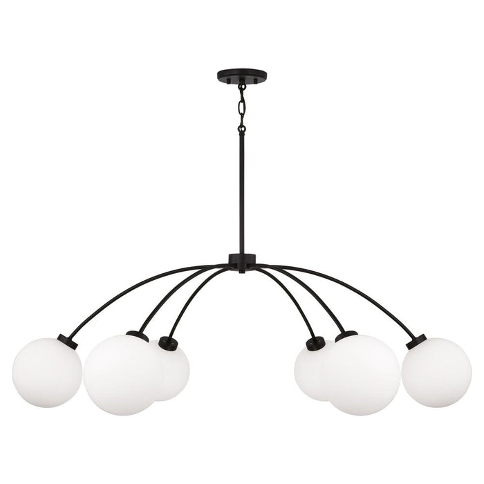 6-light Chandelier In Matte Black With Soft White Glass Globes | 457161BI-557