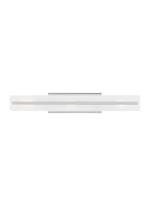 Visual Comfort & Co. Studio Collection Dex contemporary 3-light LED indoor dimmable large bath vanity wall sconce in chrome finish with sat