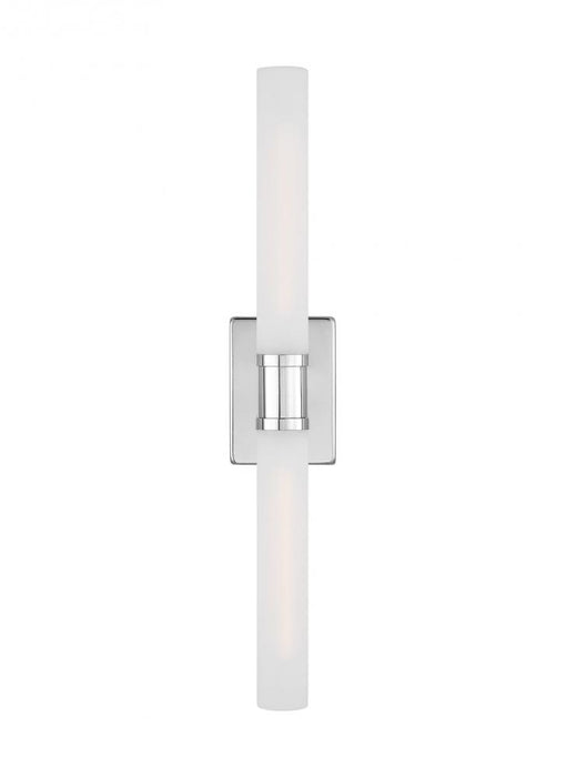 Visual Comfort & Co. Studio Collection Keaton modern industrial 2-light indoor dimmable large bath vanity wall sconce in chrome finish with