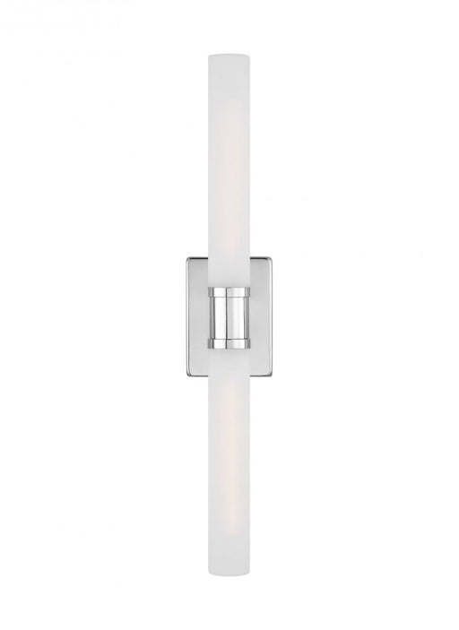 Visual Comfort & Co. Studio Collection Keaton modern industrial 2-light indoor dimmable large bath vanity wall sconce in chrome finish with